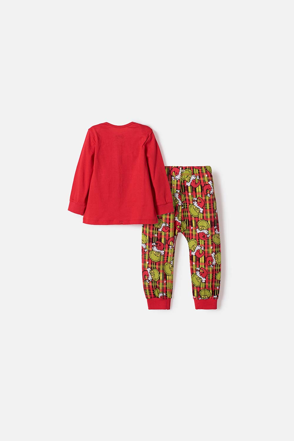 PIJAMA DE GRINCH CON PANTALÓN LARGO ROJO PARA BEBÉ