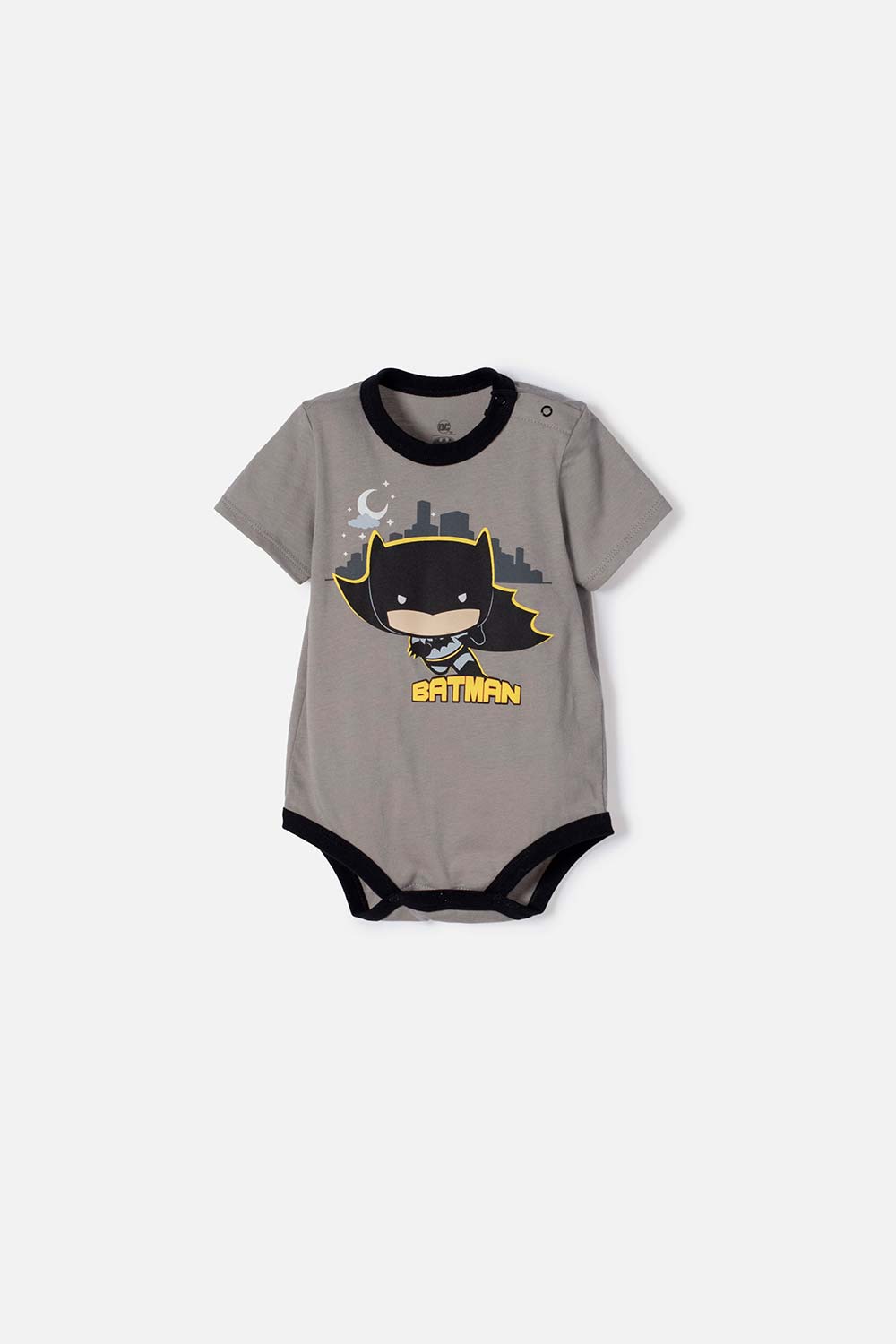 BODY DE BATMAN CON BROCHES GRIS PARA BEBÉ NIÑO