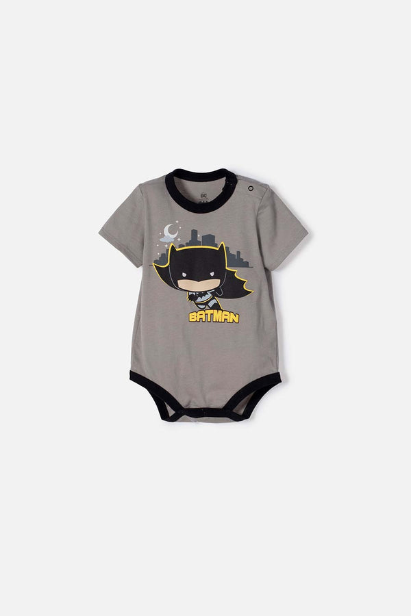 BODY DE BATMAN CON BROCHES GRIS PARA BEBÉ NIÑO