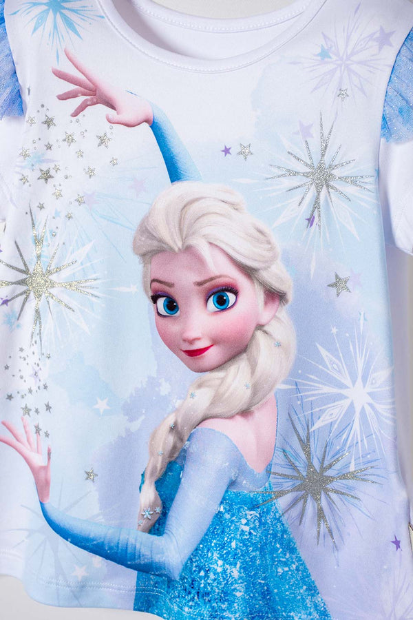 CAMISETA DE FROZEN MANGA CORTA BLANCO PARA NIÑA 2T A 6T
