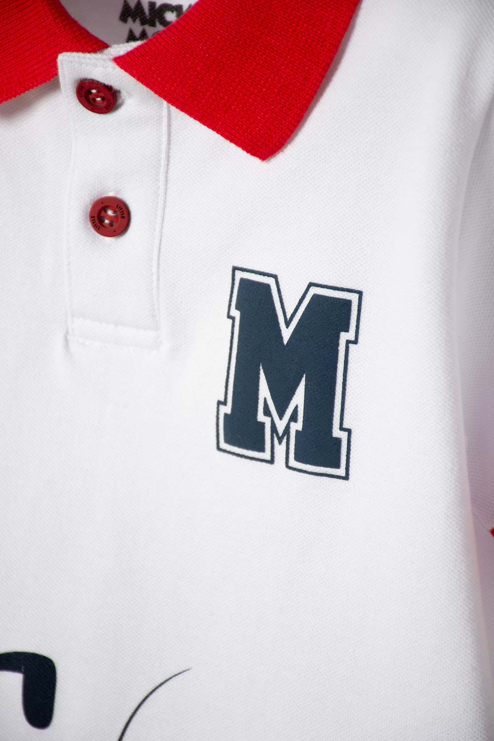 CAMISETA TIPO POLO DE MICKEY MOUSE BLANCO PARA NIÑO 2T A 6T