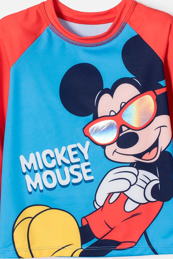 CONJUNTO DE BAÑO DE MICKEY MOUSE MANGA LARGA MULTICOLOR PARA NIÑO 2T A 6T