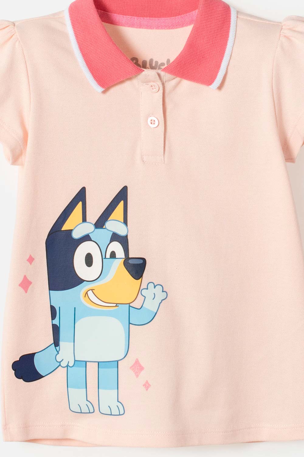 CAMISETA DE BLUEY ROSA TIPO POLO PARA NIÑA 2T A 6T