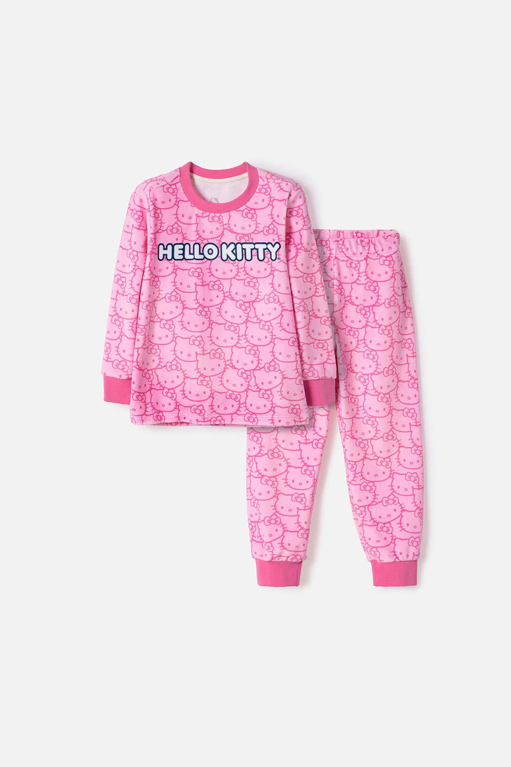 PIJAMA DE HELLO KITTY PANTALÓN LARGO ROSADO PARA NIÑA 2T A 6T