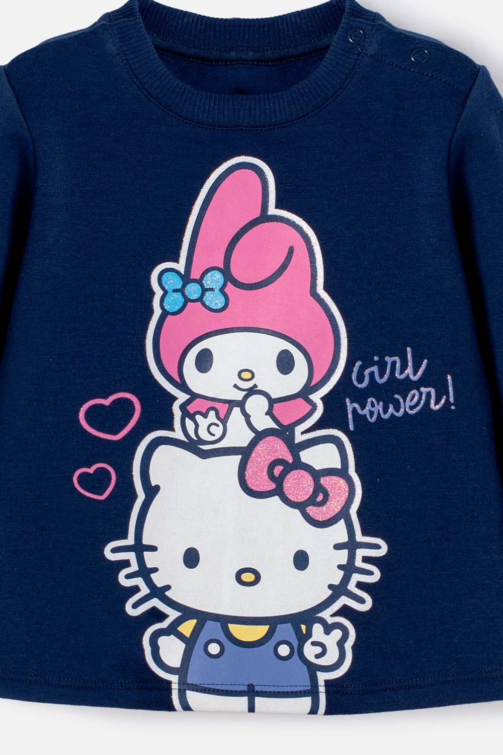 CONJUNTO DE HELLO KITTY CON BUZO AZUL PARA BEBÉ NIÑA
