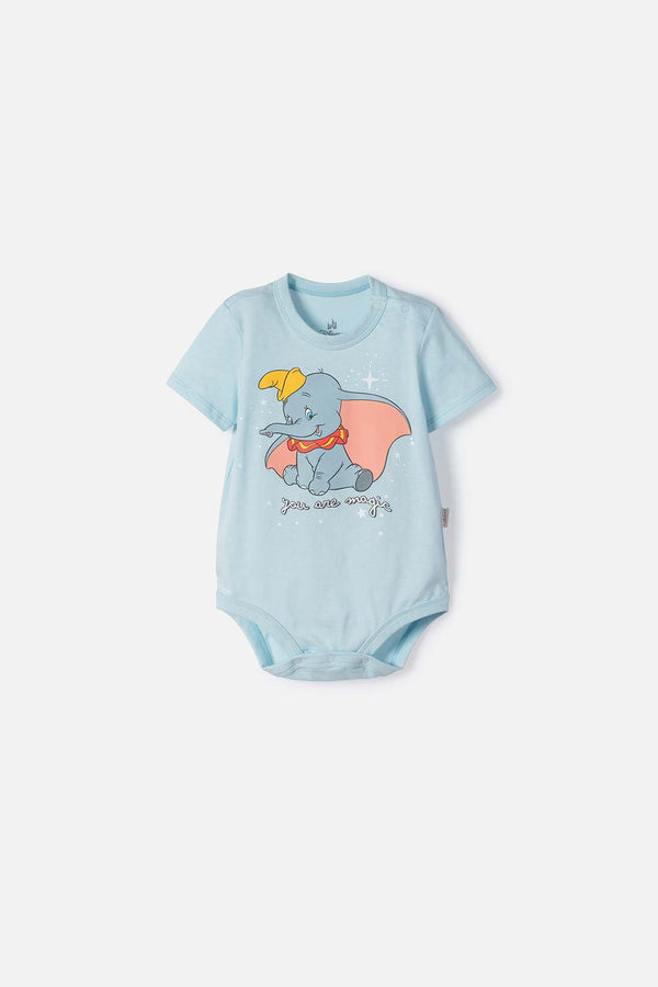 BODY DE DUMBO MANGA CORTA AZUL PARA BEBÉ NIÑA