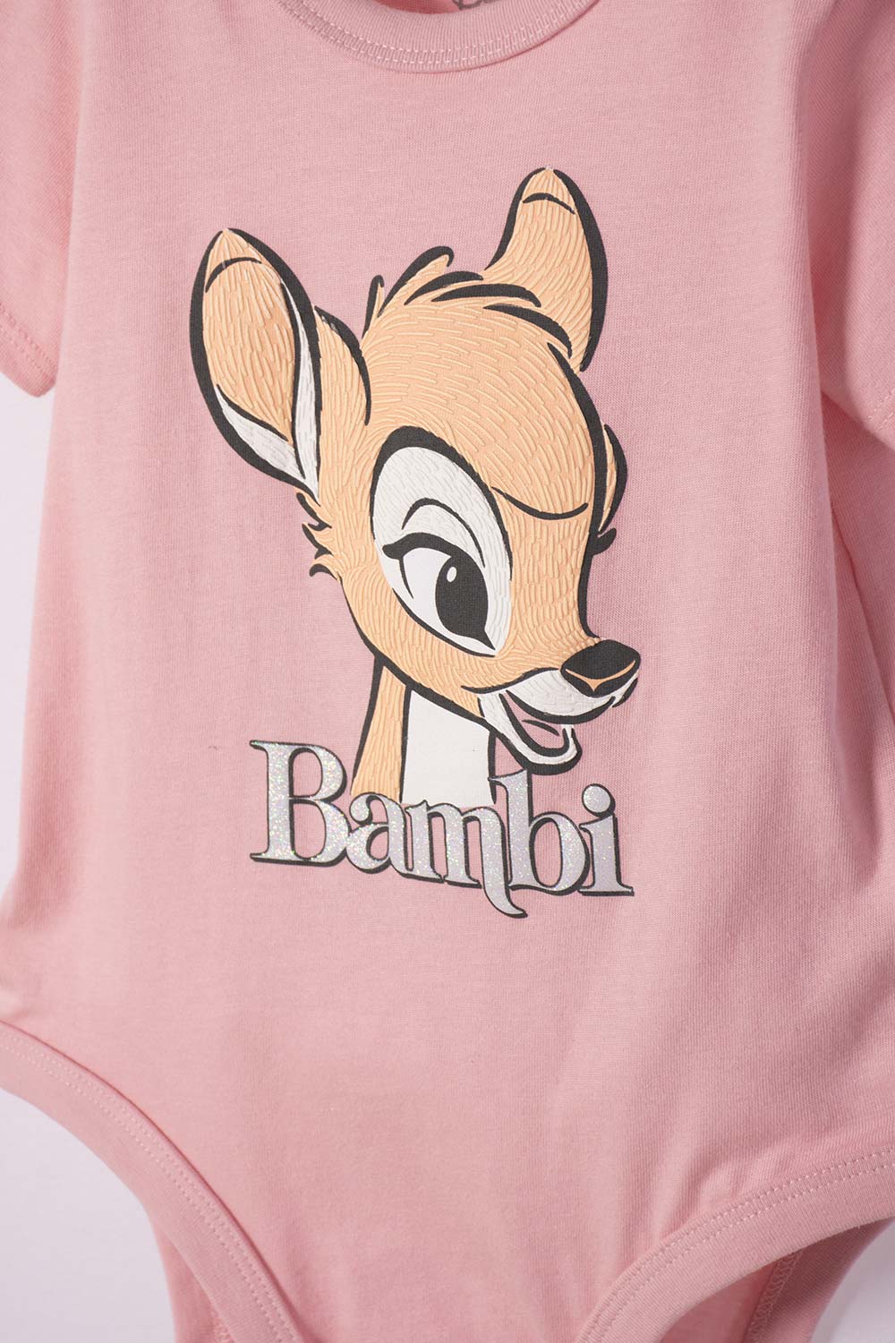 BODY DE BAMBI MANGA CORTA ROSADO PARA BEBÉ NIÑA