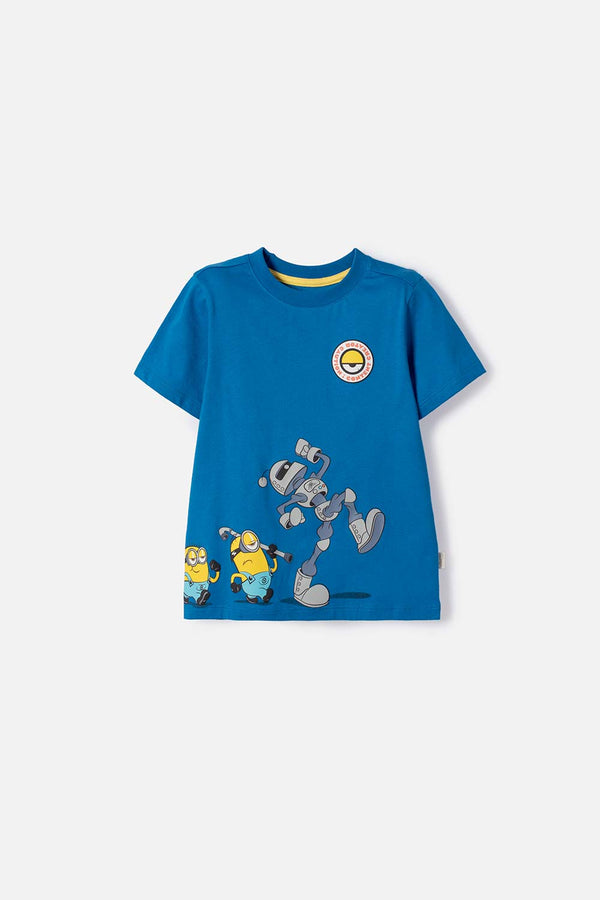 CAMISETA DE MINIONS MANGA CORTA AZUL PARA NIÑO 2T A 6T