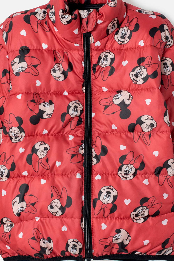 CHAQUETA DE MINNIE MOUSE CON CIERRE FRONTAL ROJO PARA NIÑA 2T A 6T