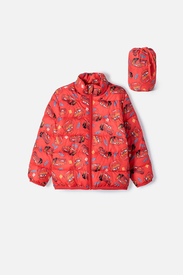 CHAQUETA DE CARS CON CIERRE FRONTAL ROJO PARA NIÑO 2T A 6T