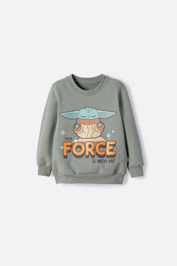 BUZO DE MANDALORIAN CERRADO VERDE PARA NIÑO 2T A 6T