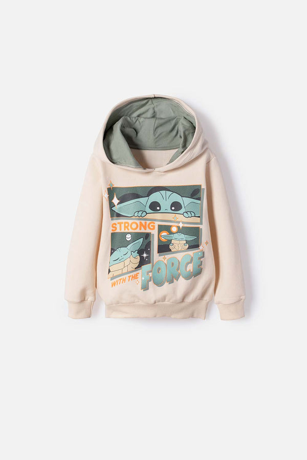BUZO DE MANDALORIAN CON CAPUCHA ALMENDRA PARA NIÑO 2T A 6T
