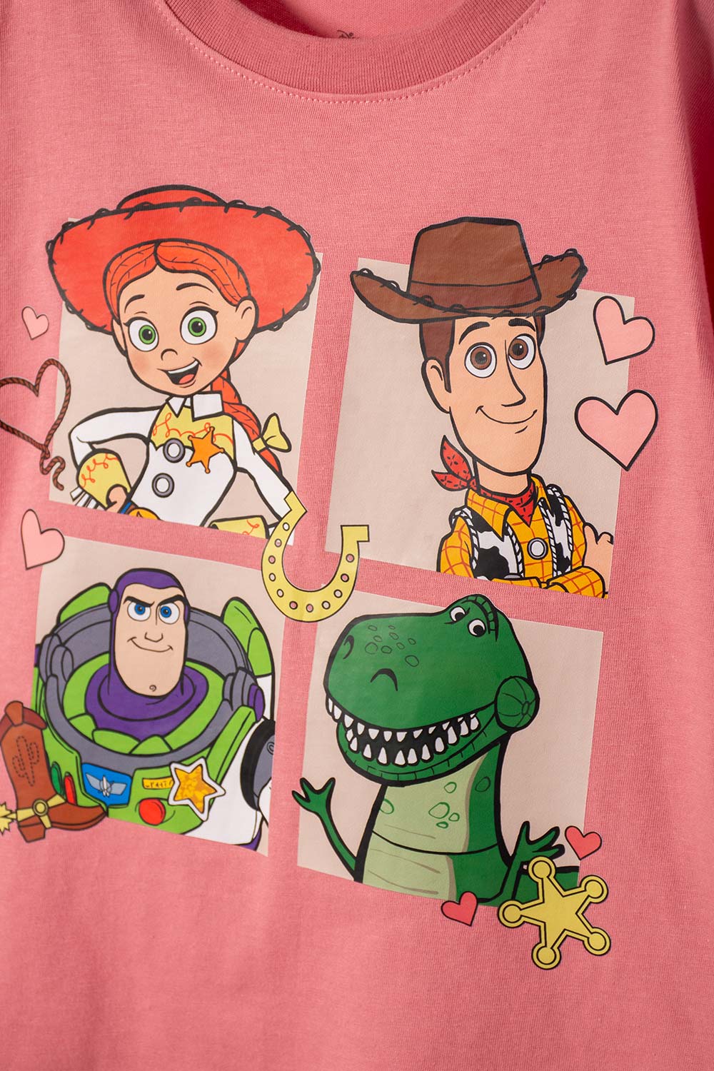 CAMISETA DE TOY STORY MANGA CORTA ROSADA PARA NIÑA 3T A 6T