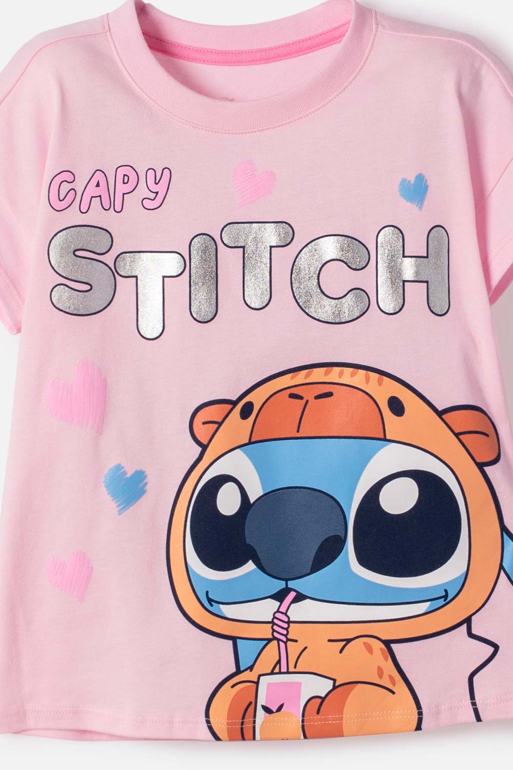 CAMISETA DE STITCH Y CAPYBARA MULTICOLOR PARA NIÑA
