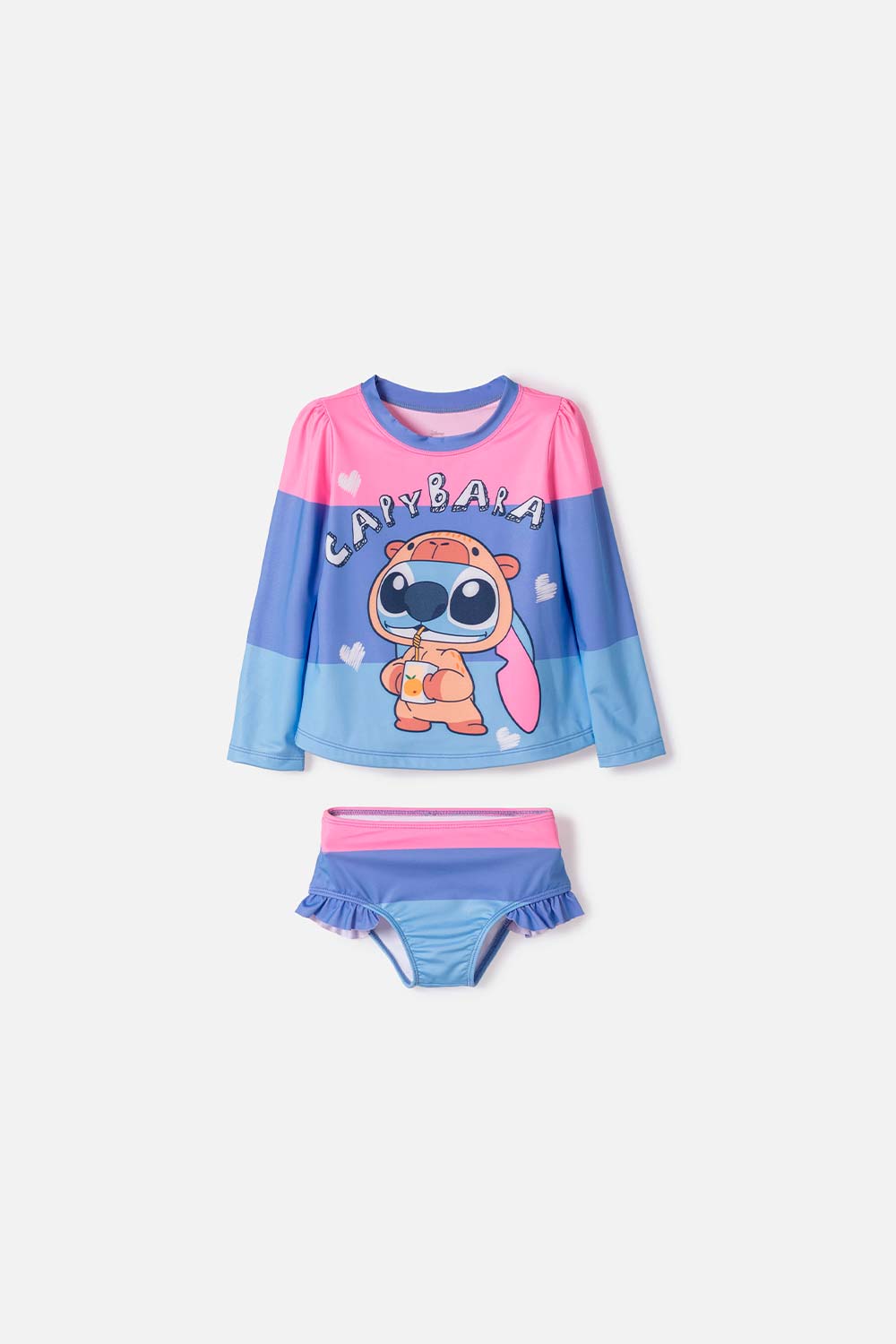 CONJUNTO DE BAÑO DE STITCH Y CAPYBARA MULTICOLOR PARA NIÑA