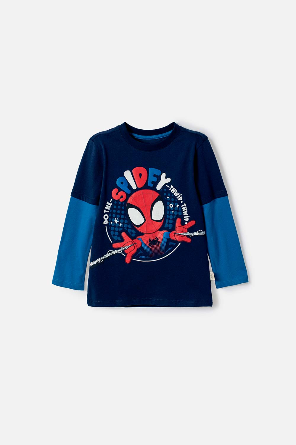 CAMISETA DE SPIDERMAN MANGA LARGA AZUL PARA NIÑO 2T A 6T