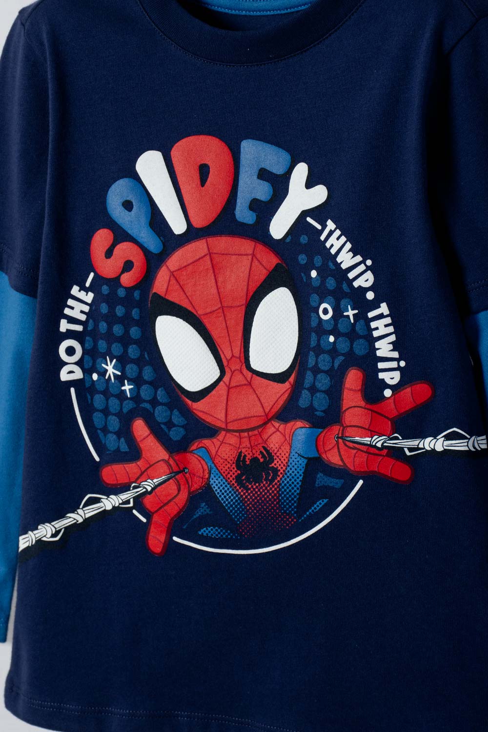 CAMISETA DE SPIDERMAN MANGA LARGA AZUL PARA NIÑO 2T A 6T