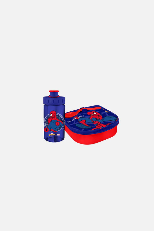 SET DE PORTA, CUBIERTO Y BOTELLA SPIDER-MAN PARA NIÑO