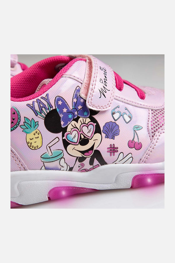 TENIS DE MINNIE MOUSE CON LUCES BLANCO Y ROSADO PARA NIÑA