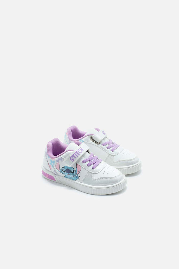 TENIS CON LUCES DE STITCH BLANCO Y LILA PARA NIÑA