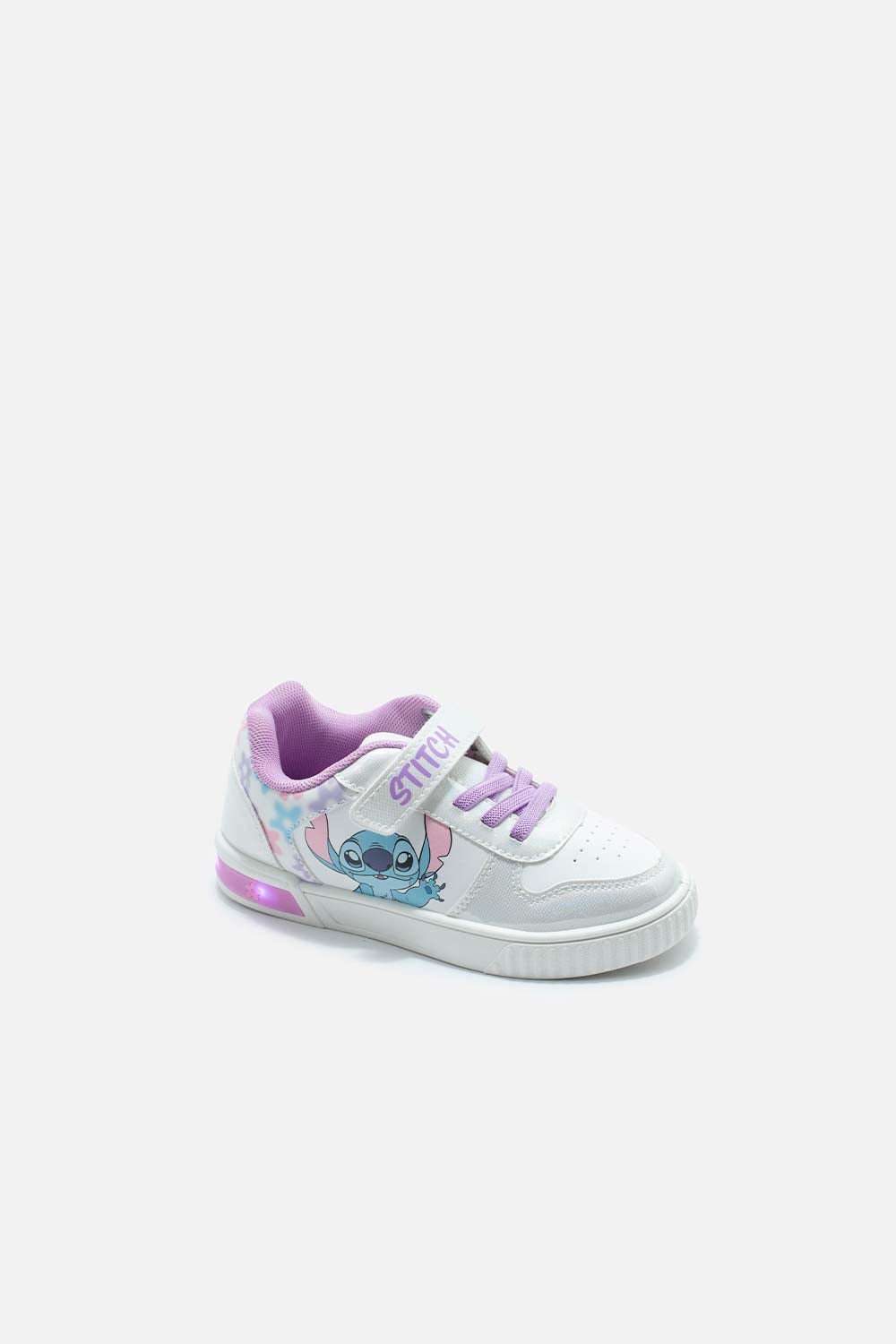 TENIS CON LUCES DE STITCH BLANCO Y LILA PARA NIÑA
