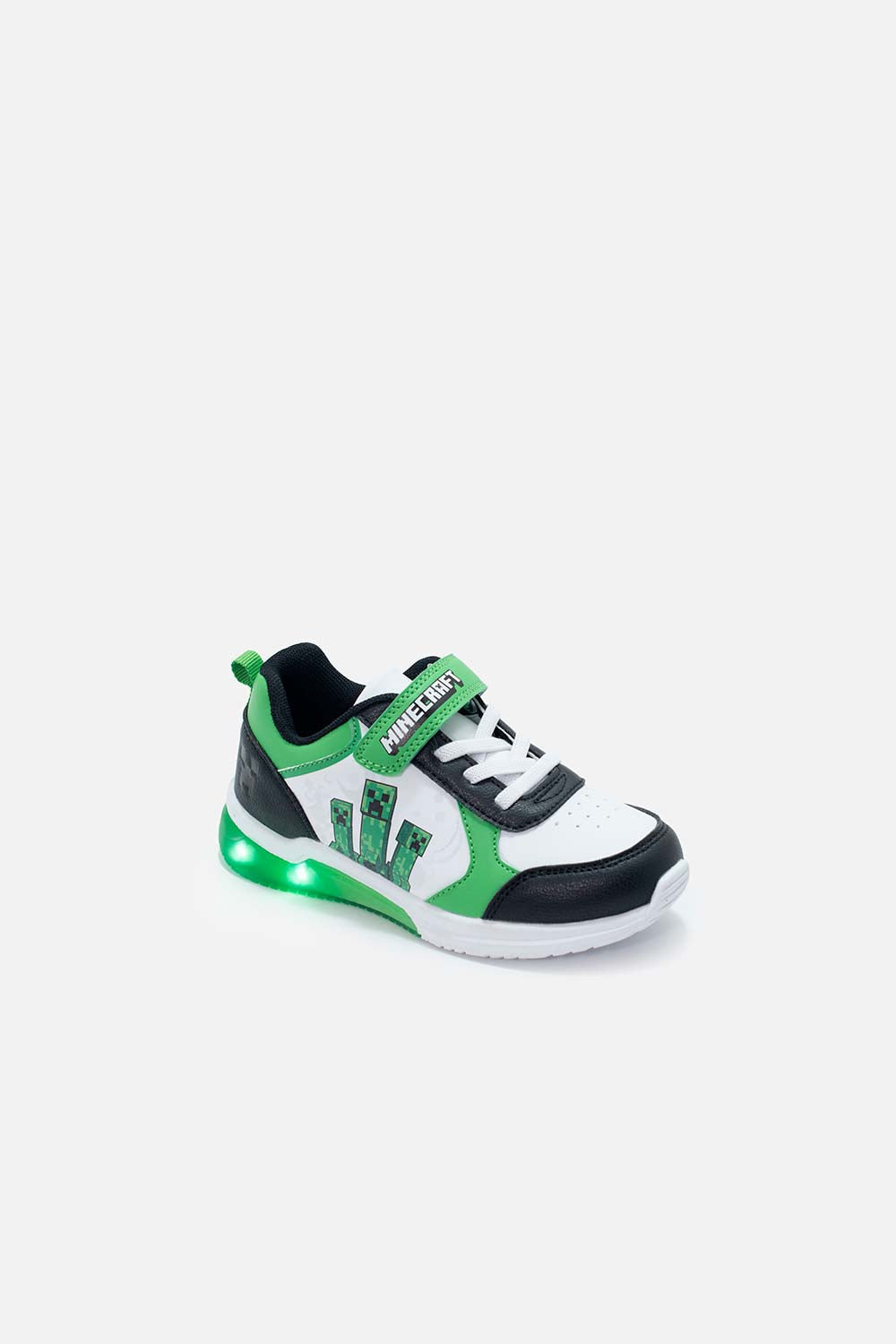 TENIS DE MINECRAFT BLANCO Y VERDE PARA NIÑO