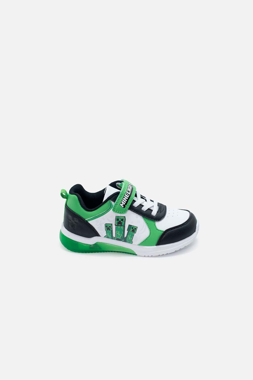 TENIS DE MINECRAFT BLANCO Y VERDE PARA NIÑO