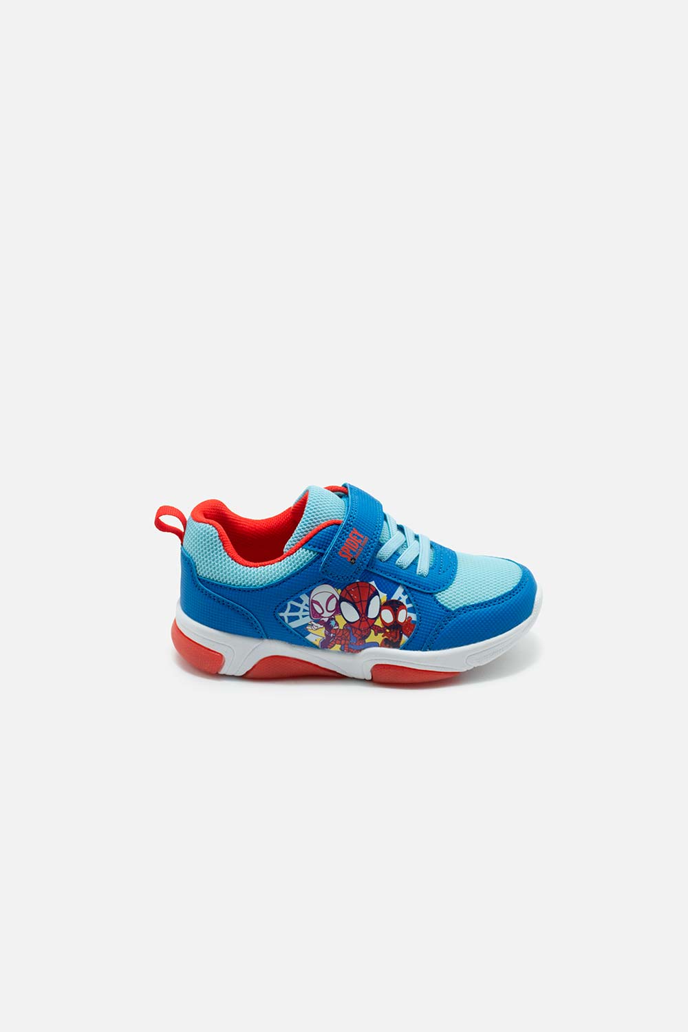 TENIS CON LUCES DE SPIDEY ROJO Y AZUL PARA NIÑO
