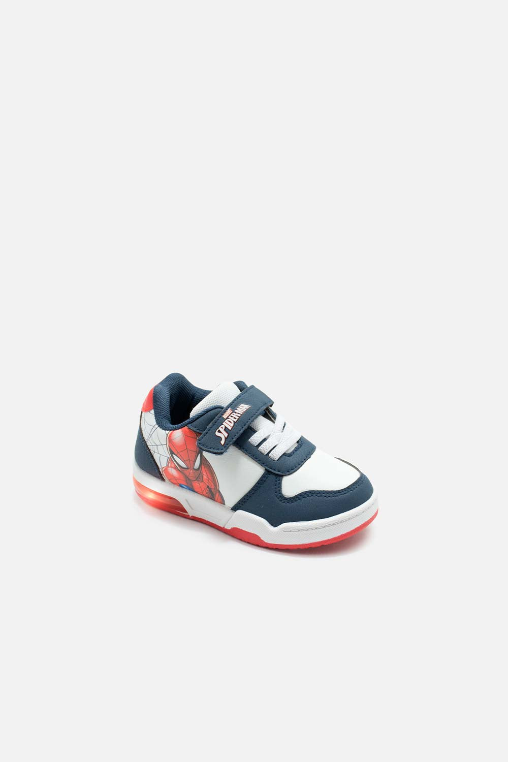 TENIS CON LUCES DE SPIDER-MAN BLANCO Y NEGRO PARA NIÑO
