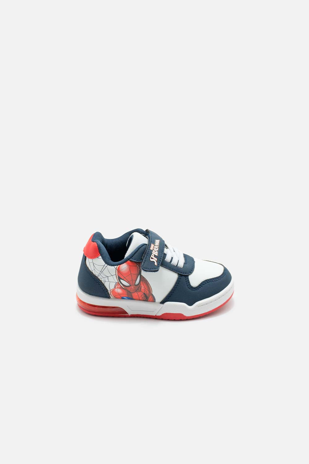 TENIS CON LUCES DE SPIDER-MAN BLANCO Y NEGRO PARA NIÑO