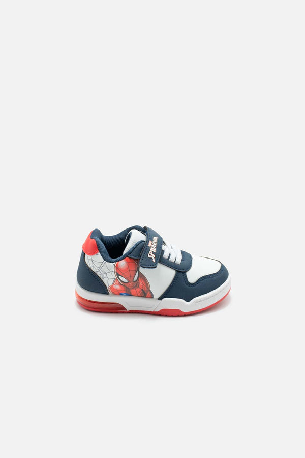 TENIS CON LUCES DE SPIDER-MAN BLANCO Y NEGRO PARA NIÑO